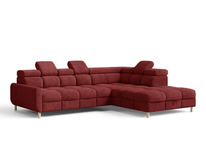Ecksofa – Bun – Schlafsofa mit Bettkasten, Bouclé Arena, 276 × 209 cm