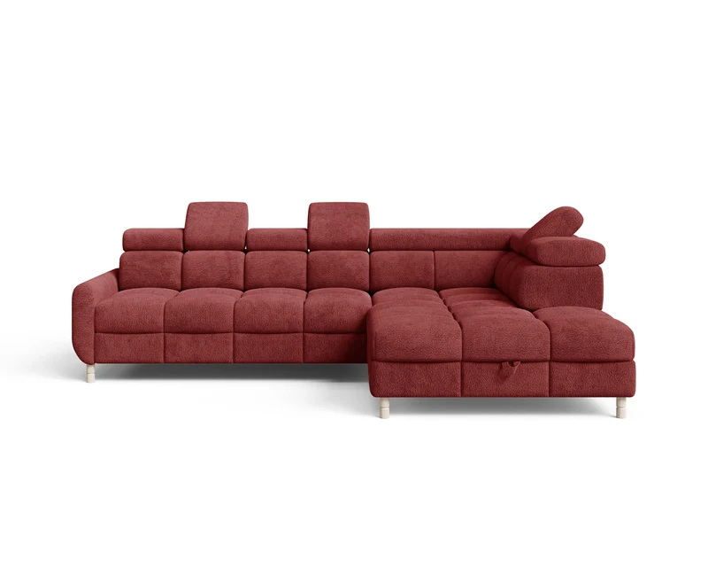 Ecksofa – Bun – Schlafsofa mit Bettkasten, Bouclé Arena, 276 × 209 cm