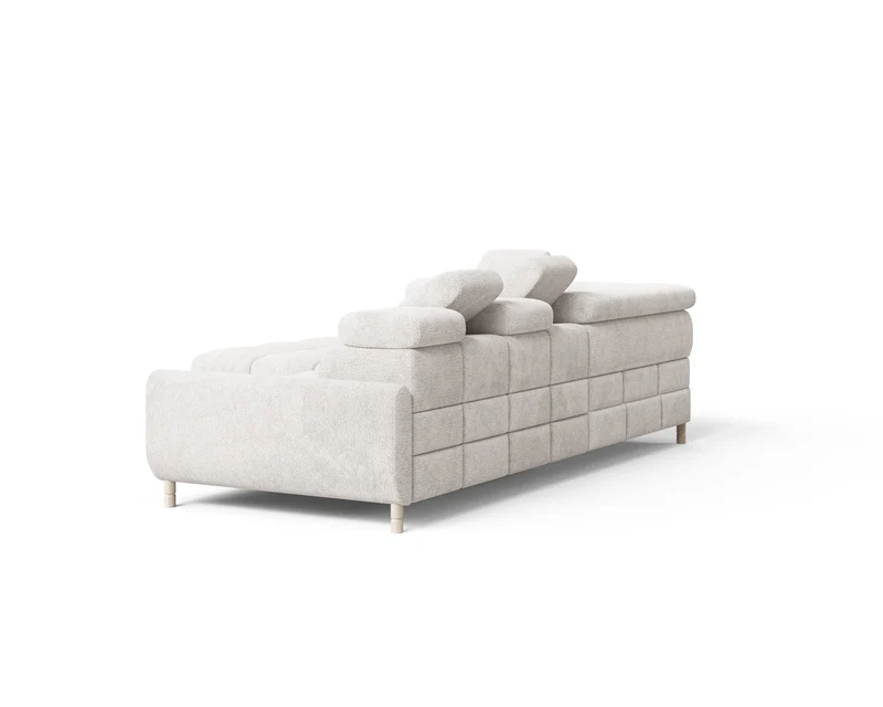 Ecksofa – Bun – Schlafsofa mit Bettkasten, Bouclé Arena, 276 × 209 cm