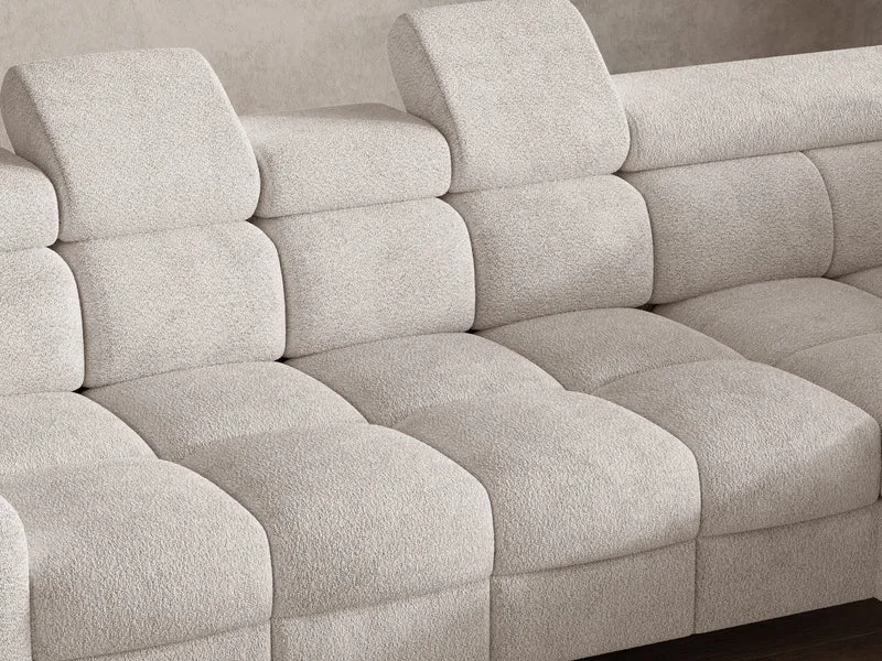 Ecksofa – Bun – Schlafsofa mit Bettkasten, Bouclé Arena, 276 × 209 cm