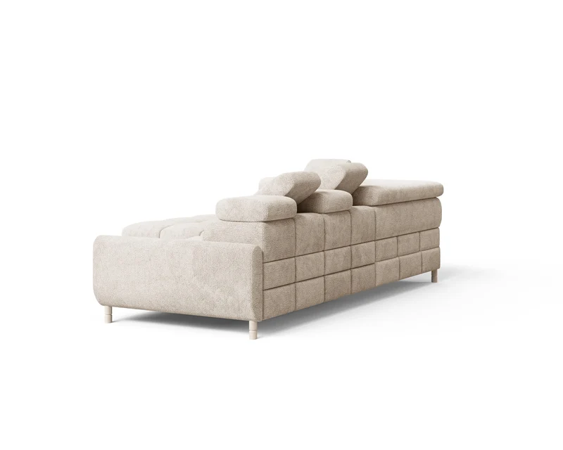 Ecksofa – Bun – Schlafsofa mit Bettkasten, Bouclé Arena, 276 × 209 cm