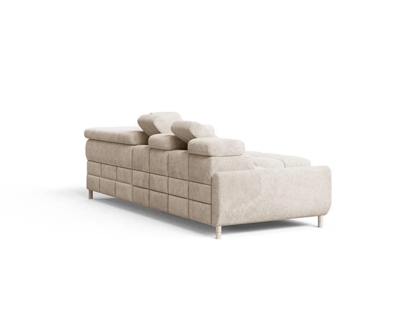 Ecksofa – Bun – Schlafsofa mit Bettkasten, Bouclé Arena, 276 × 209 cm