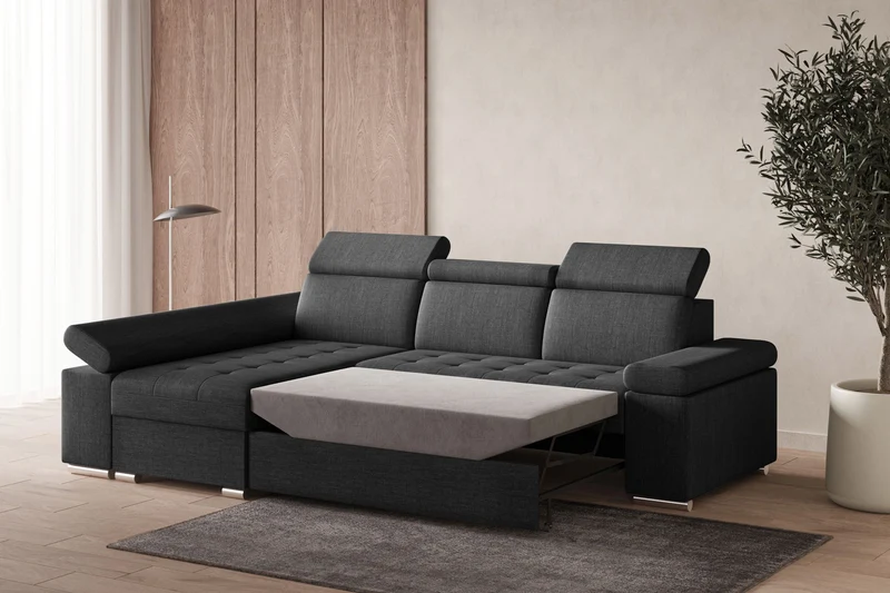 Ecksofa – Toronto – Schlafsofa mit Delfin-Mechanismus & Bettkasten