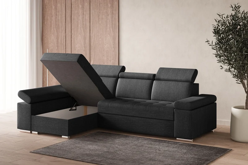 Ecksofa – Toronto – Schlafsofa mit Delfin-Mechanismus & Bettkasten
