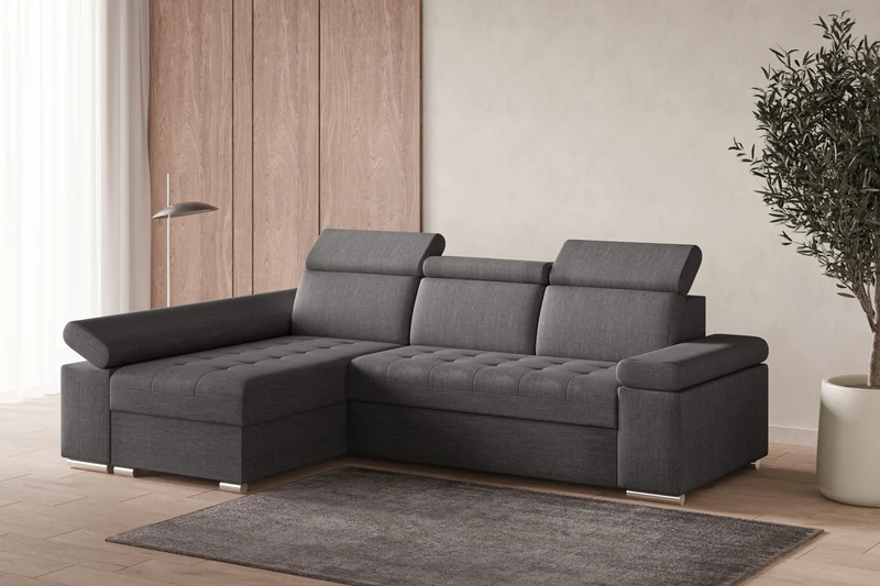 Ecksofa – Toronto – Schlafsofa mit Delfin-Mechanismus & Bettkasten