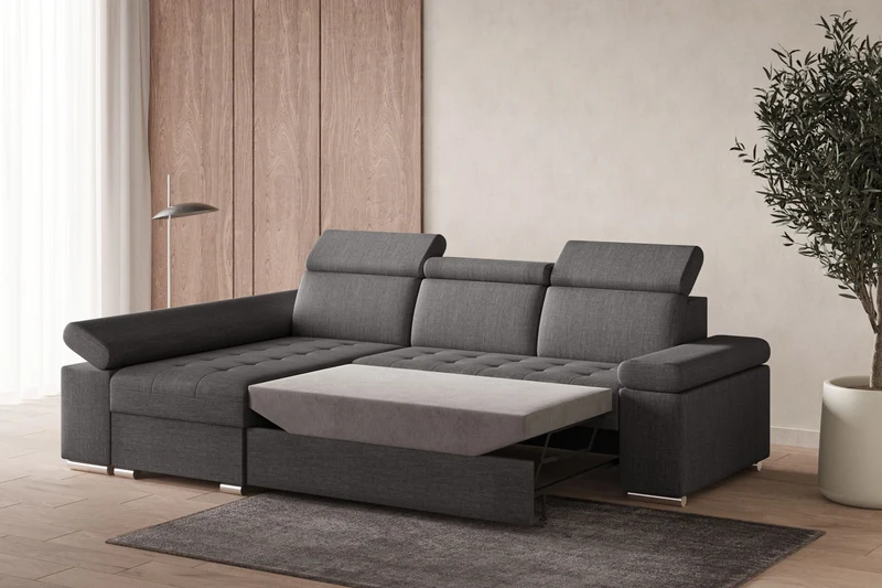 Ecksofa – Toronto – Schlafsofa mit Delfin-Mechanismus & Bettkasten