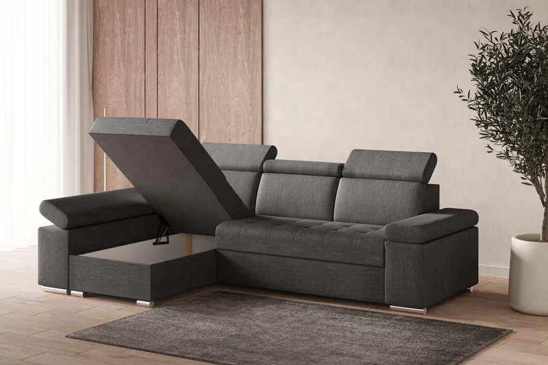 Ecksofa – Toronto – Schlafsofa mit Delfin-Mechanismus & Bettkasten
