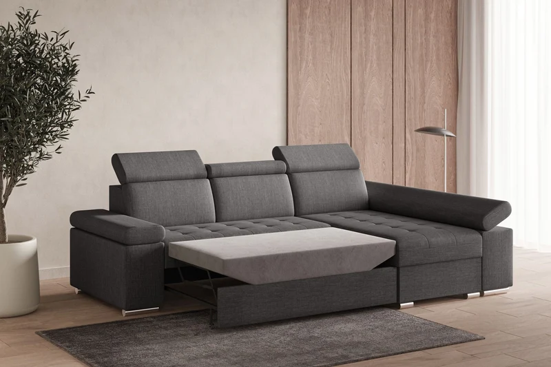 Ecksofa – Toronto – Schlafsofa mit Delfin-Mechanismus & Bettkasten
