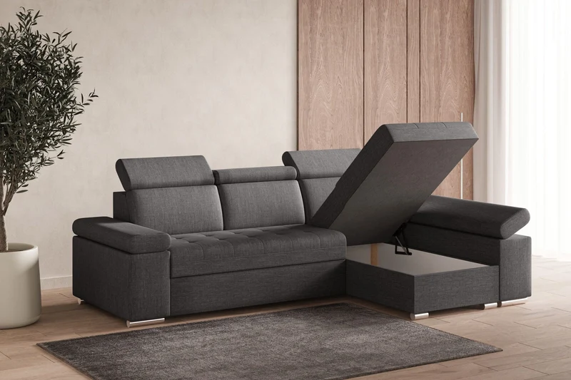 Ecksofa – Toronto – Schlafsofa mit Delfin-Mechanismus & Bettkasten
