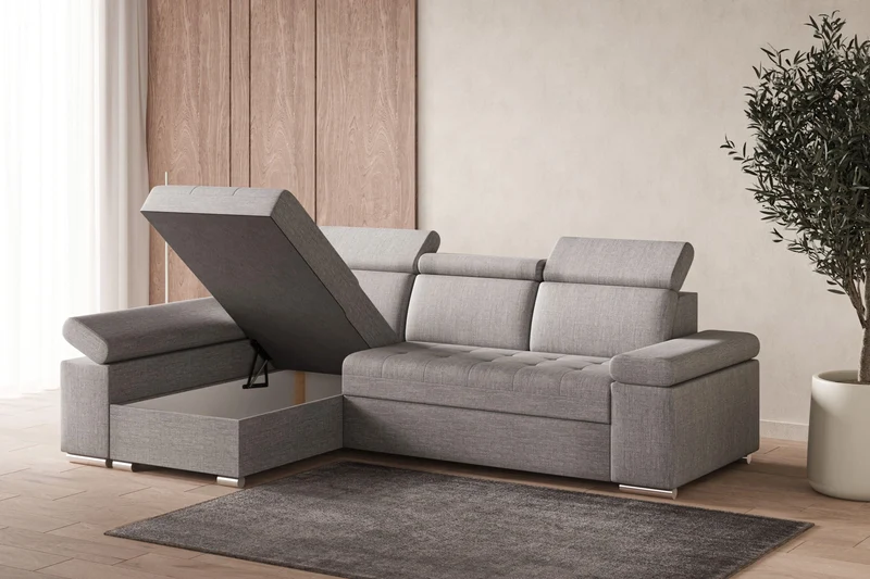 Ecksofa – Toronto – Schlafsofa mit Delfin-Mechanismus & Bettkasten