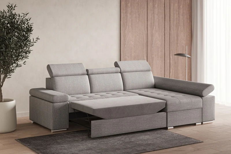 Ecksofa – Toronto – Schlafsofa mit Delfin-Mechanismus & Bettkasten