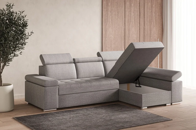 Ecksofa – Toronto – Schlafsofa mit Delfin-Mechanismus & Bettkasten