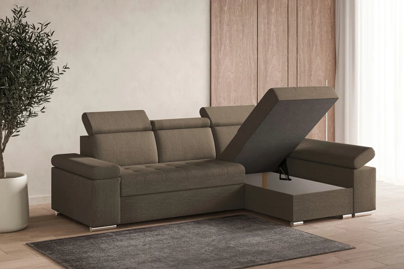 Ecksofa – Toronto – Schlafsofa mit Delfin-Mechanismus & Bettkasten