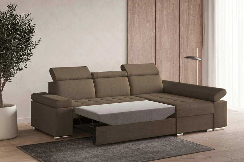 Ecksofa – Toronto – Schlafsofa mit Delfin-Mechanismus & Bettkasten