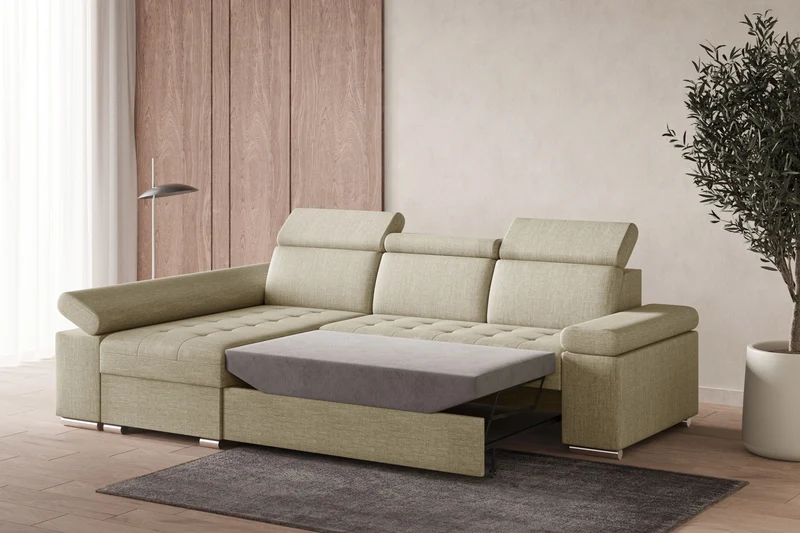 Ecksofa – Toronto – Schlafsofa mit Delfin-Mechanismus & Bettkasten