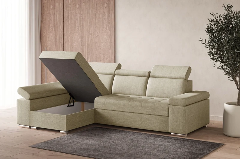Ecksofa – Toronto – Schlafsofa mit Delfin-Mechanismus & Bettkasten