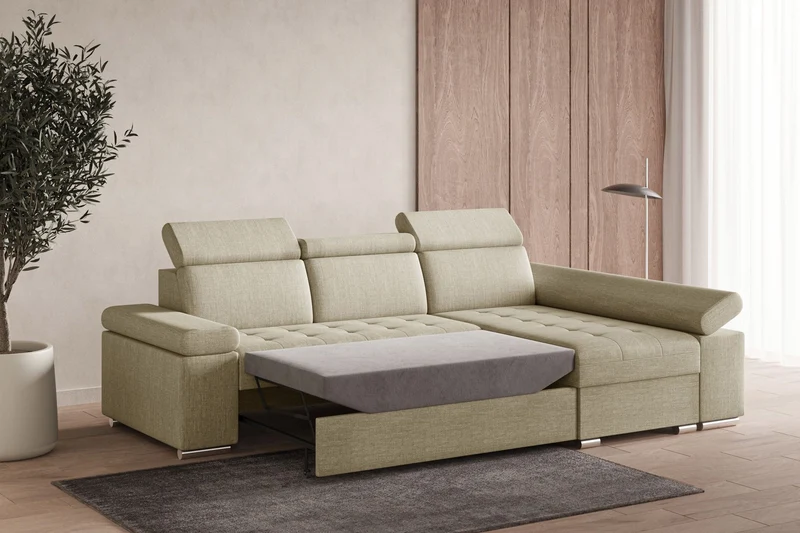 Ecksofa – Toronto – Schlafsofa mit Delfin-Mechanismus & Bettkasten