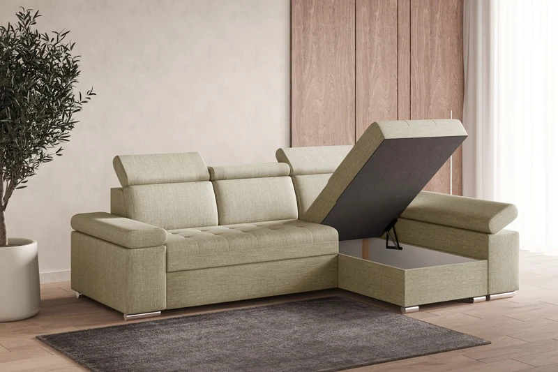 Ecksofa – Toronto – Schlafsofa mit Delfin-Mechanismus & Bettkasten