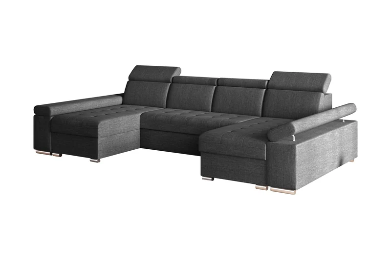 Ecksofa – Toronto U – Schlafsofa in U-Form mit Bettkasten & verstellbaren Kopfstützen