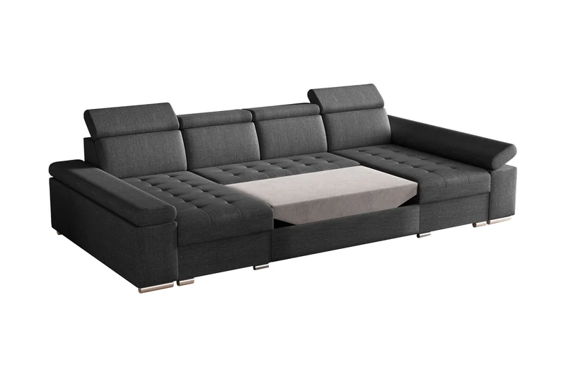 Ecksofa – Toronto U – Schlafsofa in U-Form mit Bettkasten & verstellbaren Kopfstützen