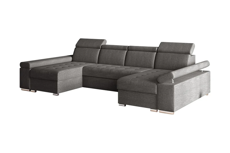 Ecksofa – Toronto U – Schlafsofa in U-Form mit Bettkasten & verstellbaren Kopfstützen