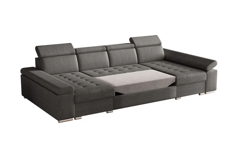 Ecksofa – Toronto U – Schlafsofa in U-Form mit Bettkasten & verstellbaren Kopfstützen