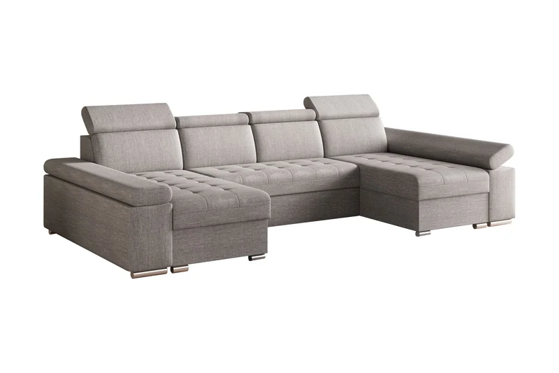 Ecksofa – Toronto U – Schlafsofa in U-Form mit Bettkasten & verstellbaren Kopfstützen