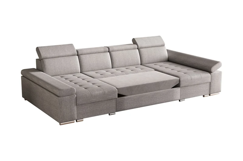 Ecksofa – Toronto U – Schlafsofa in U-Form mit Bettkasten & verstellbaren Kopfstützen