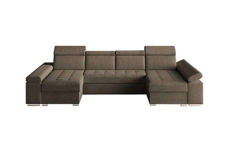 Ecksofa – Toronto U – Schlafsofa in U-Form mit Bettkasten & verstellbaren Kopfstützen