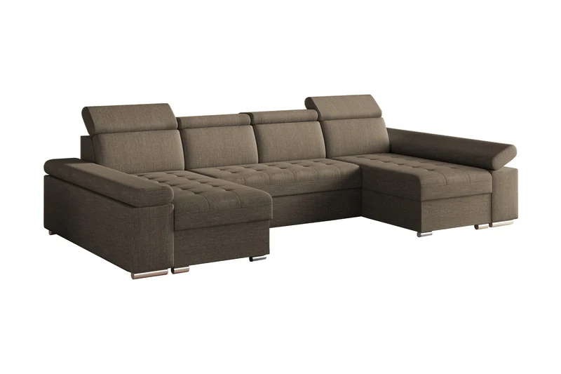 Ecksofa – Toronto U – Schlafsofa in U-Form mit Bettkasten & verstellbaren Kopfstützen