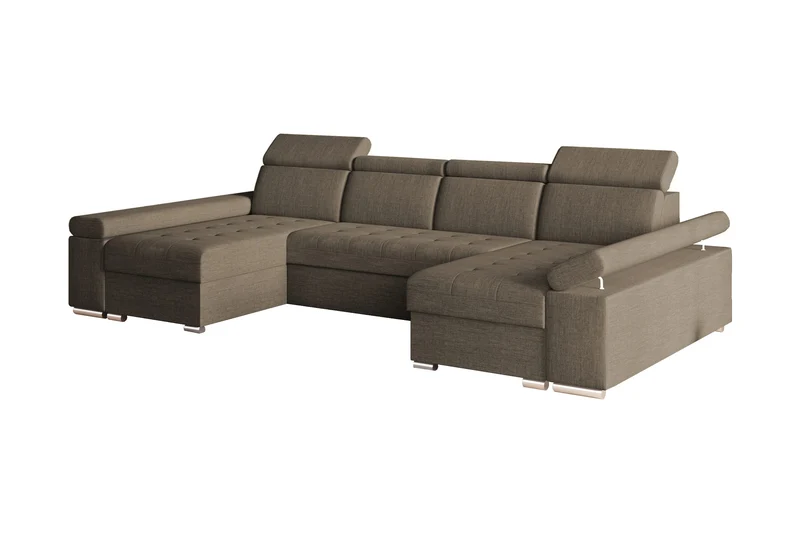 Ecksofa – Toronto U – Schlafsofa in U-Form mit Bettkasten & verstellbaren Kopfstützen