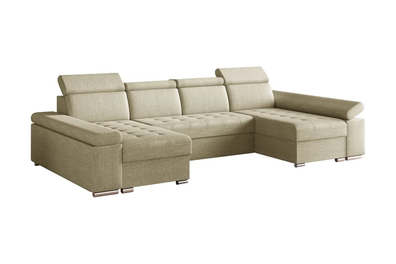 Ecksofa – Toronto U – Schlafsofa in U-Form mit Bettkasten & verstellbaren Kopfstützen