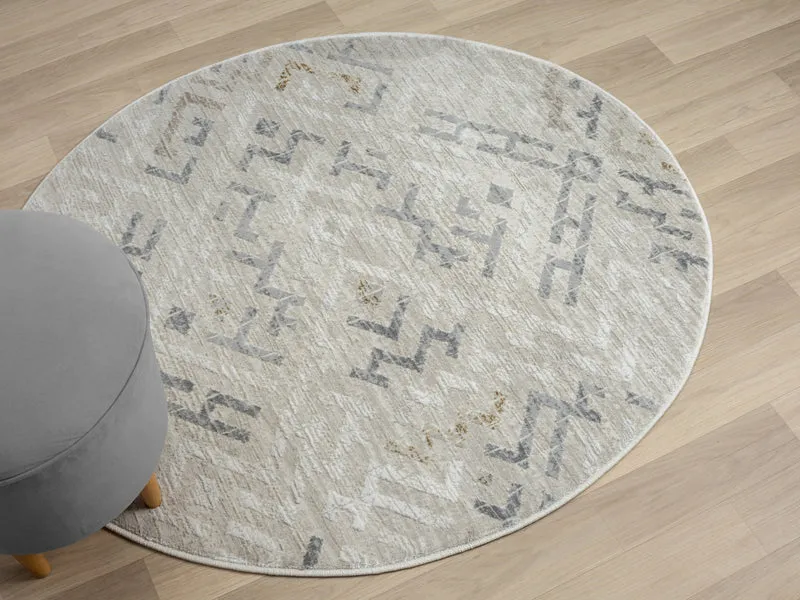 Teppich TURA rund Creme-Grau 120 x 120 cm