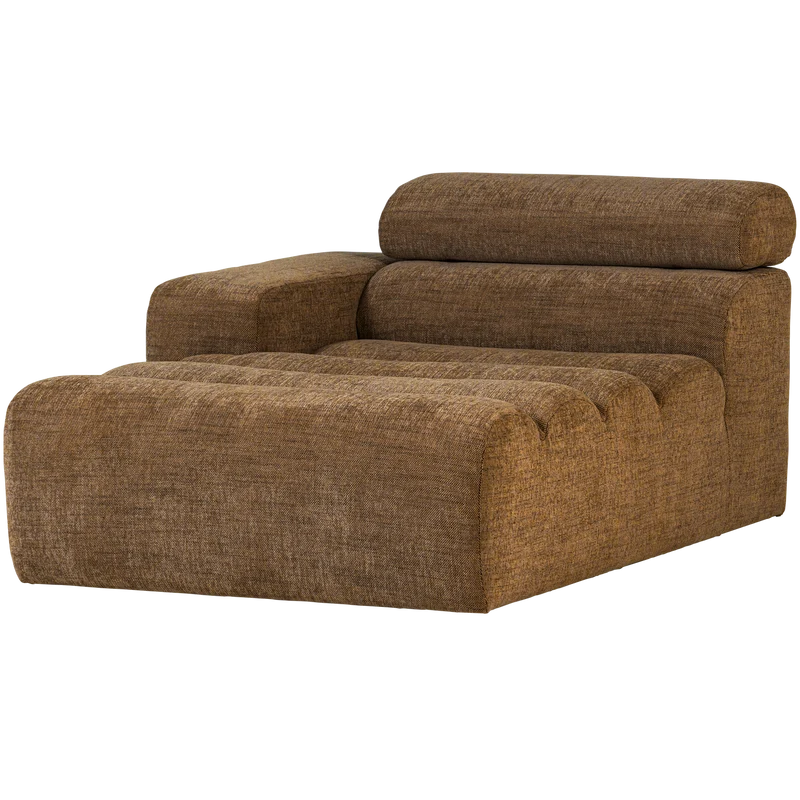 Novi chaise longue element armlehne links karamellbraun melange