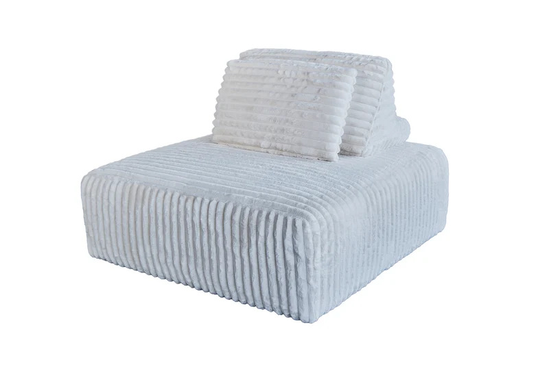 KAWOLA Hocker WIOLO SOFT Polsterhocker mit Rückenkissen Weicher Breitcord cremeweiß