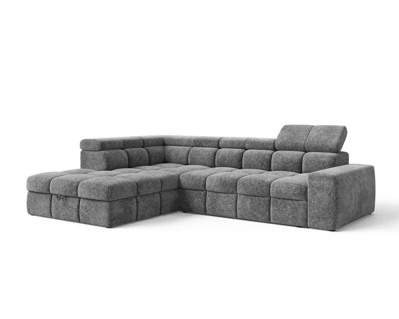 Ecksofa – Bianco – Schlafsofa mit Bettkasten & verstellbaren Kopfstützen