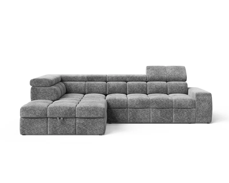 Ecksofa – Bianco – Schlafsofa mit Bettkasten & verstellbaren Kopfstützen