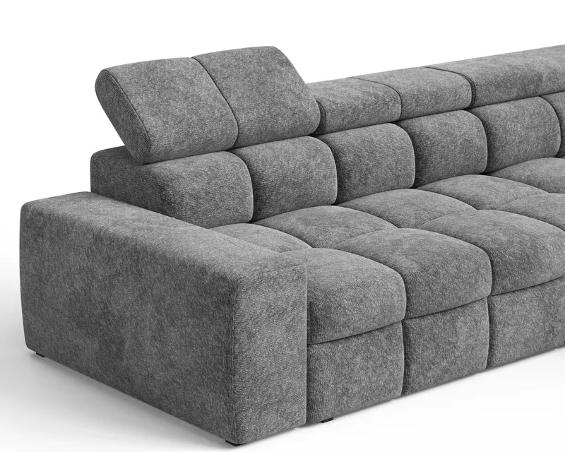Ecksofa – Bianco – Schlafsofa mit Bettkasten & verstellbaren Kopfstützen