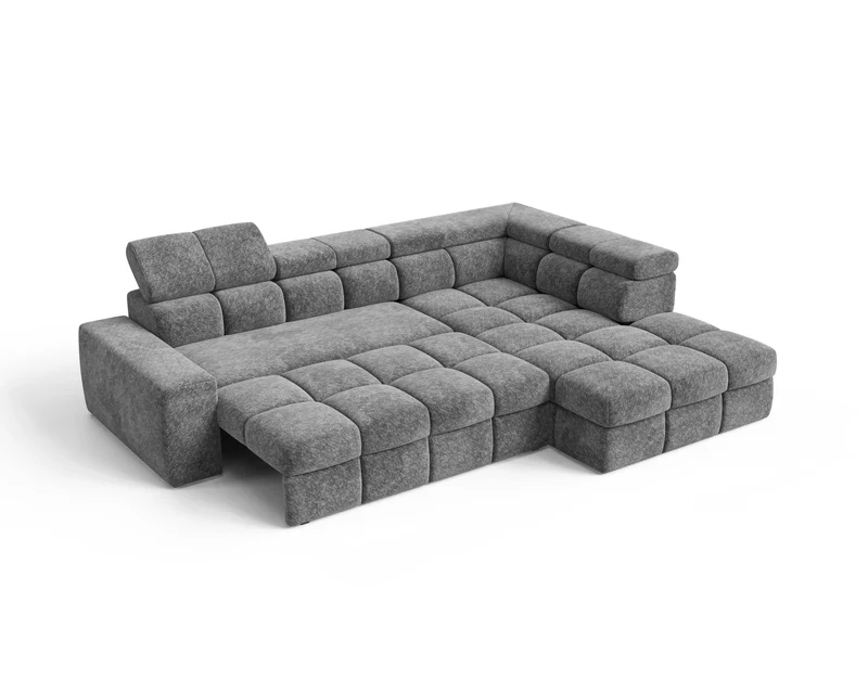 Ecksofa – Bianco – Schlafsofa mit Bettkasten & verstellbaren Kopfstützen