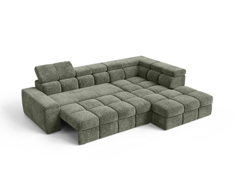 Ecksofa – Bianco – Schlafsofa mit Bettkasten & verstellbaren Kopfstützen