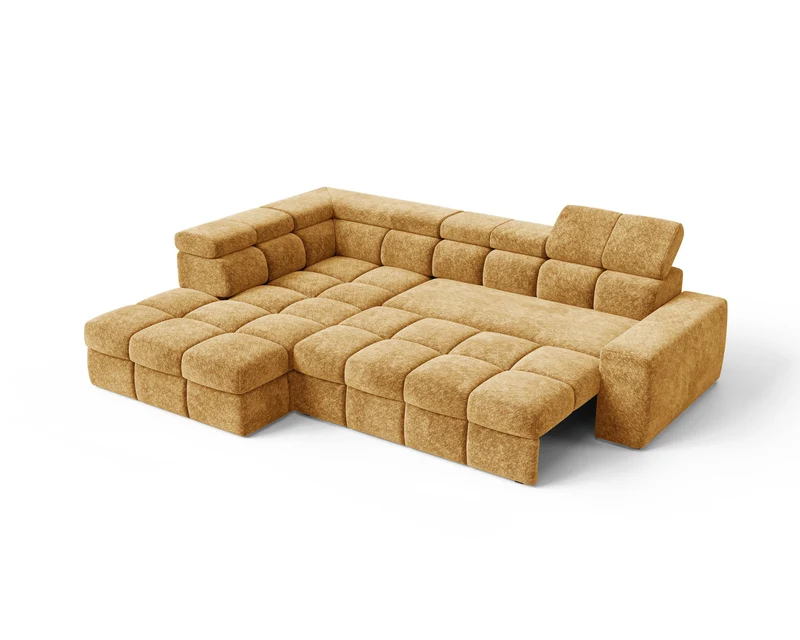 Ecksofa – Bianco – Schlafsofa mit Bettkasten & verstellbaren Kopfstützen