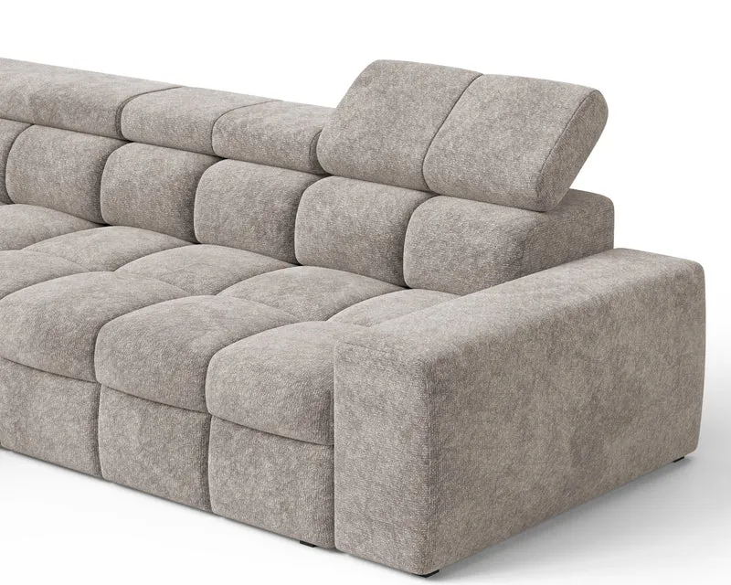 Ecksofa – Bianco – Schlafsofa mit Bettkasten & verstellbaren Kopfstützen