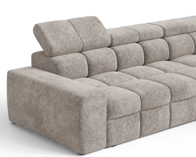 Ecksofa – Bianco – Schlafsofa mit Bettkasten & verstellbaren Kopfstützen