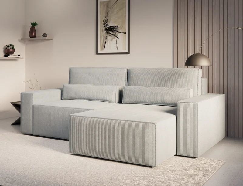 Ecksofa – Brazil – Cord-Schlafsofa mit Schlaffunktion & Bettkasten