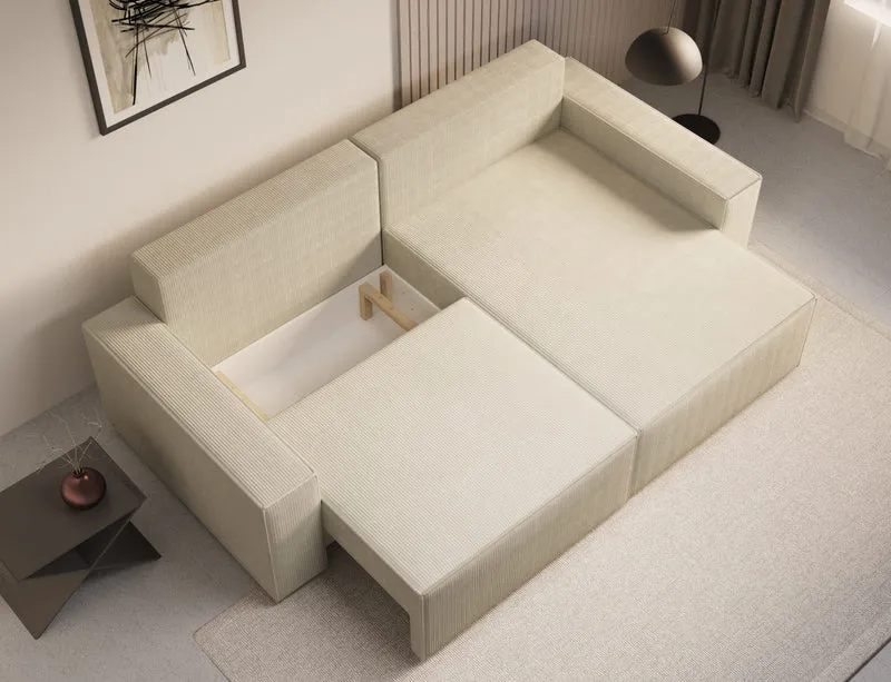 Ecksofa – Brazil – Cord-Schlafsofa mit Schlaffunktion & Bettkasten