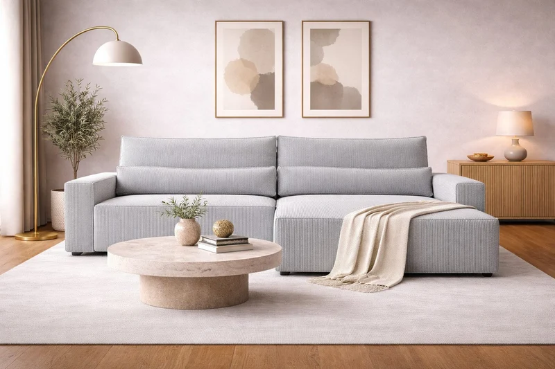 Ecksofa – Brazil – Cord-Schlafsofa mit Schlaffunktion & Bettkasten
