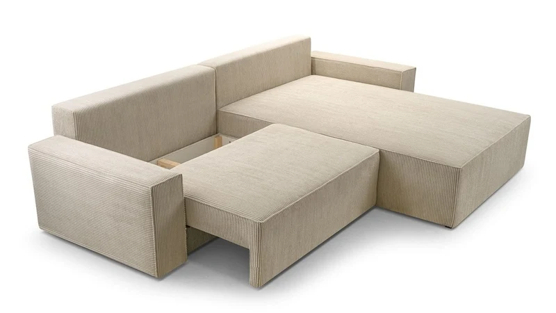 Ecksofa – Brazil – Cord-Schlafsofa mit Schlaffunktion & Bettkasten