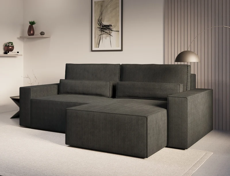 Ecksofa – Brazil – Cord-Schlafsofa mit Schlaffunktion & Bettkasten