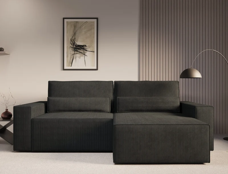 Ecksofa – Brazil – Cord-Schlafsofa mit Schlaffunktion & Bettkasten