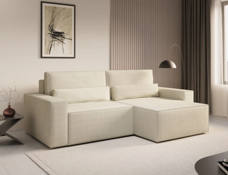 Ecksofa – Brazil – Cord-Schlafsofa mit Schlaffunktion & Bettkasten